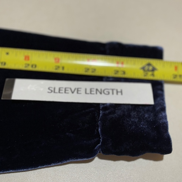 Eileen Fisher Mandarin Collar Velvet Tunic Button Shirt Sz M Navy Holiday Party - Picture 11 of 15